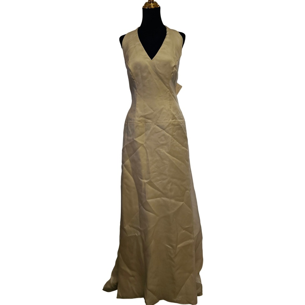 Watters & Watters Ivory Silk Blend V Neck Sleeveless Formal Gown Size 14